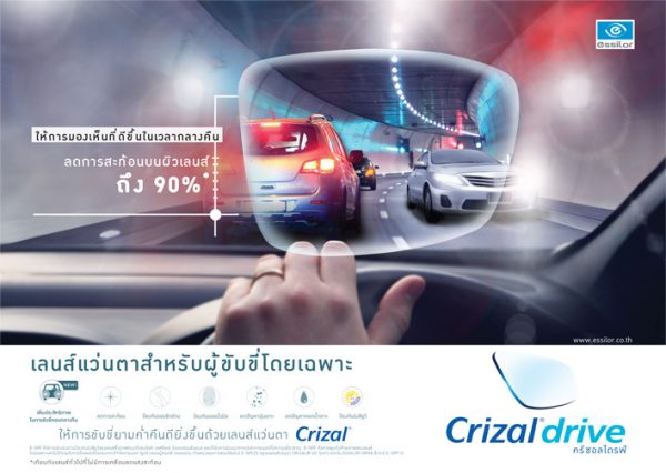 เลนส์แว่นตาครีซอลไดร์ฟ Crizal Drive