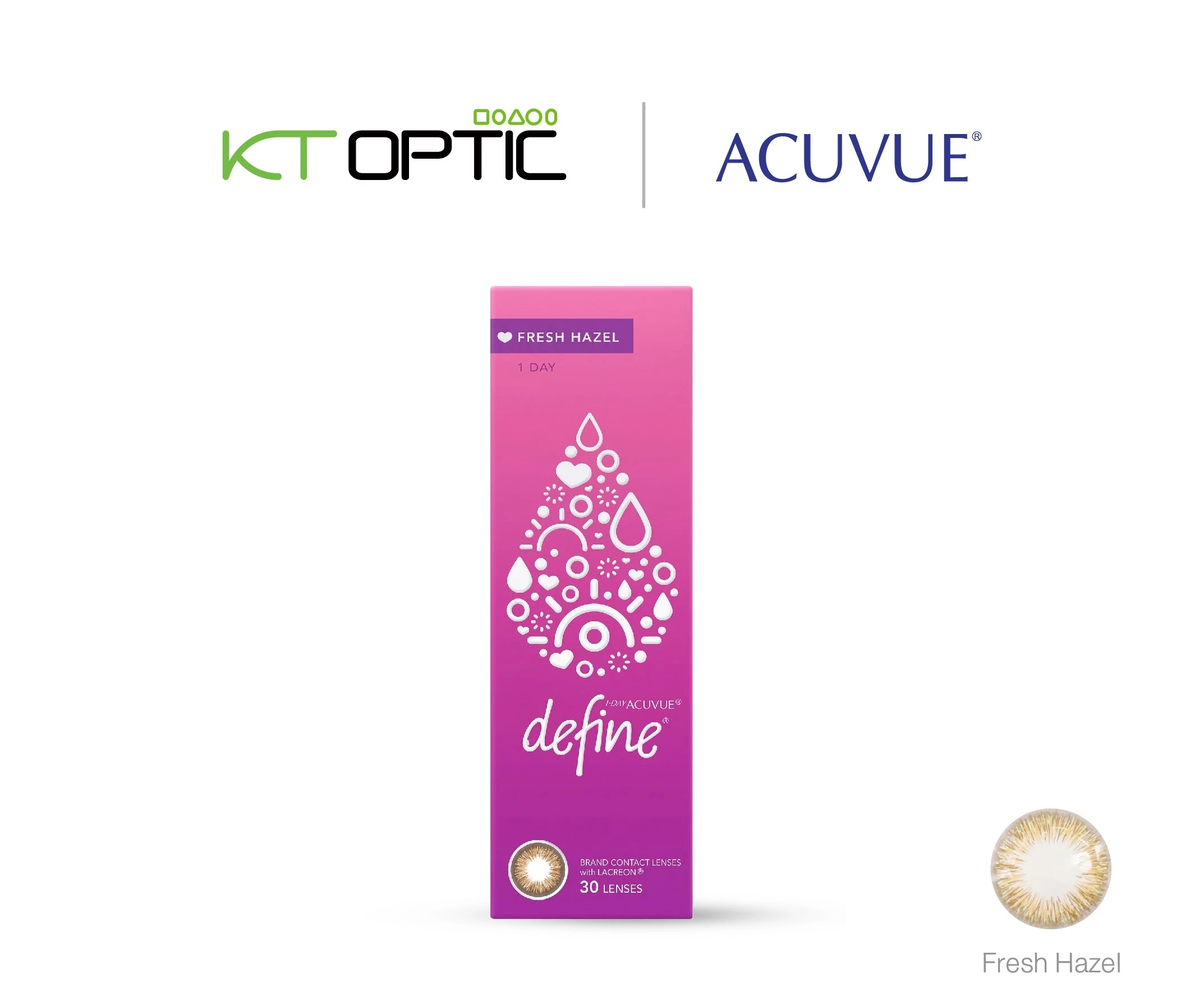 ACUVUE 1-DAY DEFINE FRESH 30PCS. SET 2 BOXES คอนแทคเลนส์สีรายวัน สำหรับสายตาสั้น - Image 3